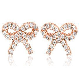 Srebrne Pozłacane Kolczyki w Kształcie Kokardki