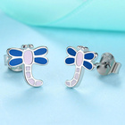 Srebrne Kolczyki Kolorowe Ważki