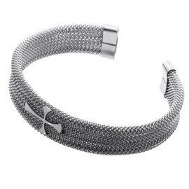 Bransoletka Pleciona z Krzyżem Stal Chirurgiczna