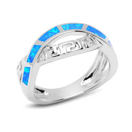 Srebrny Pierścionek Przeplatany z Opalem