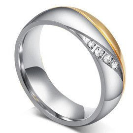Dwukolorowa Obrączka z Diamentowymi Kamieniami