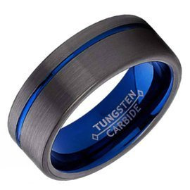 Czarno Niebieska Obrączka z Wolframu Damsko Męska