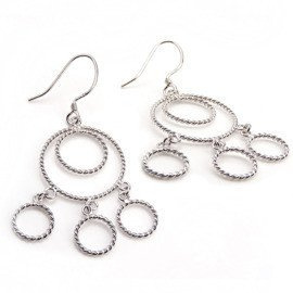 Srebrne Kolczyki Cztery Koła Zaplatane Długie