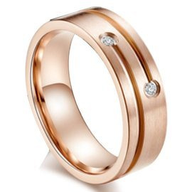 Złota Obrączka ze Stali z Diamentowymi Kamieniami