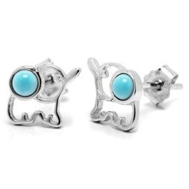 Srebrne Kolczyki Słonik z Turkusem