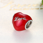 Srebrna Zawieszka Czerwone Serce Napis LOVE