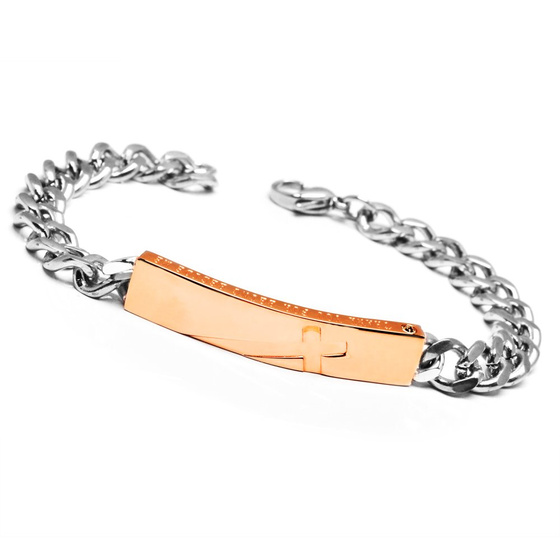 Złota Bransoletka z Krzyżykiem Stal Szlachetna