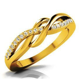 Pierścionek Zloty 375 Przeplatany Brylantami