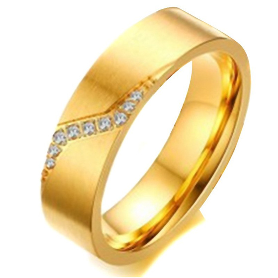Złota Obrączka z Cyrkonią Stal Szlachetna