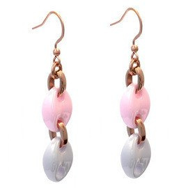 Kolczyki z Różową Ceramiką i Złota Stal Szlachetna