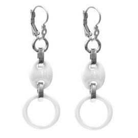 Kolczyki z Białą Ceramiką Stal Chirurgiczna