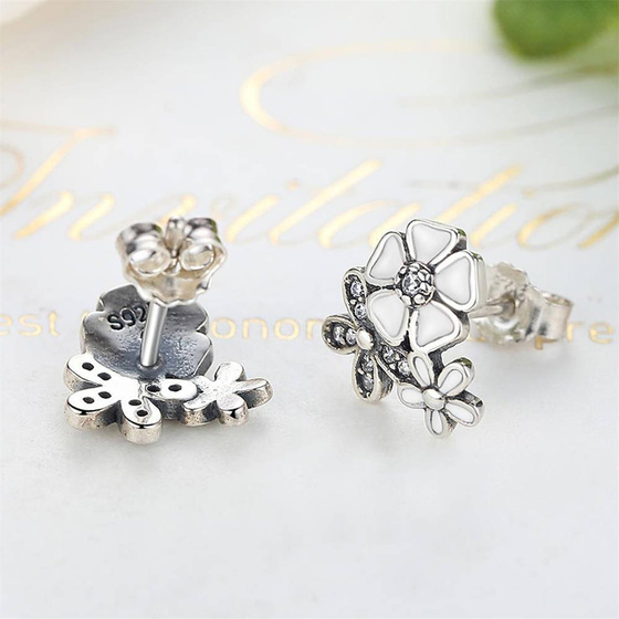 Srebrne Kolczyki Kwiatuszki z Cyrkoniami