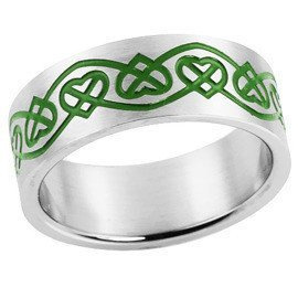 Obrączka ze Stali Chirurgicznej w Zielone Serca