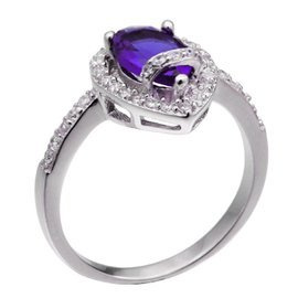 Srebrny Pierścionek z Szafirową Cyrkonią