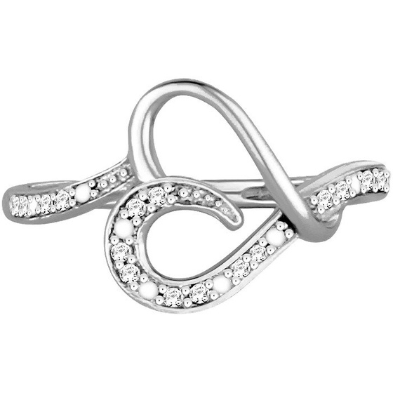 Pierścionek Kształt Serca Białe Złoto Zaręczynowy