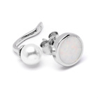 Srebrne Kolczyki z Perłami i Białym Opalem