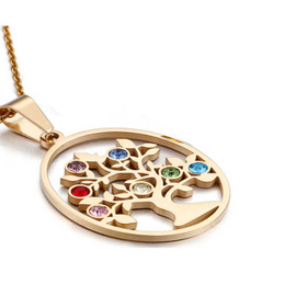 Złoty Naszyjnik Drzewko Szczęścia Stal Szlachetna