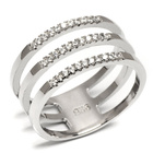 Srebrna Obrączka Trzy Rzędy Cyrkonii