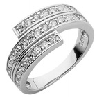 Pierścionek Srebrny Trzy Rzędy Cyrkonii