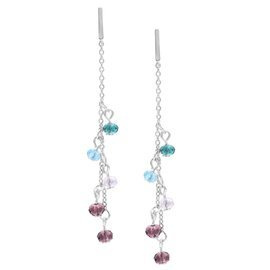 Srebrne Kolczyki z Wielokolorowe na Łańcuszku