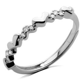 Srebrny Pierścionek z Serduszkami Regulowany