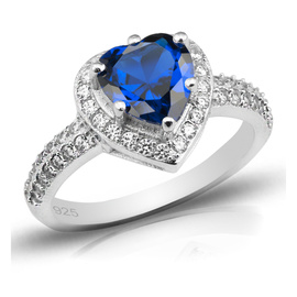 Pierścionek Srebrny z Szafirowym Sercem