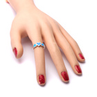 Srebrny Pierścionek Serce z Niebieskim Opalem