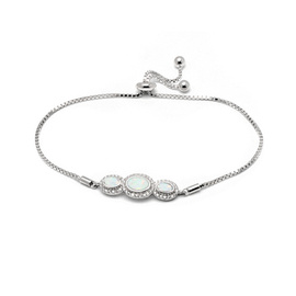 Srebrna Bransoletka z Białym Opalem Regulowana