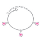 Bransoletka Srebrna Różowa Koniczynka