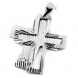 Zawieszka Srebrna Krzyż Rodowany