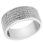 Srebrna Szeroka Obrączka Wysadzana Cyrkoniami