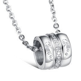 Naszyjnik Walec z Cyrkoniami Stal Chirurgiczna