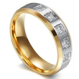 Dwukolorowa Obrączka z Diamentowymi Kamieniami