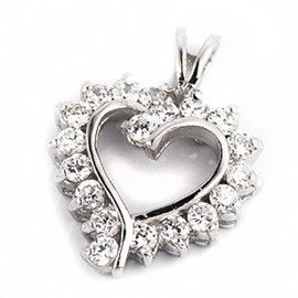 Srebrna Zawieszka Serce Białe Cyrkonie