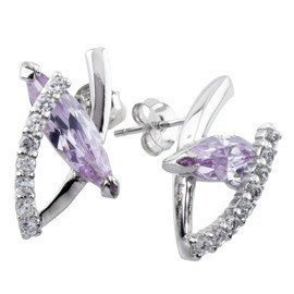 Srebrne Kolczyki z Fioletowymi Cyrkoniami
