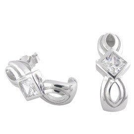 Srebrne Kolczyki z Białą Cyrkonią