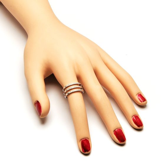 Srebrna Obrączka Trzy Rzędy Cyrkonii