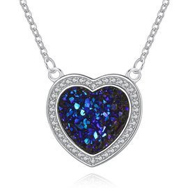 Srebrny Naszyjnik z Granatowym Sercem
