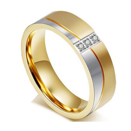 Dwukolorowa Obrączka z Diamentowymi Kamieniami