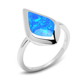 Srebrny Pierścionek Kształt Oka z Opalem