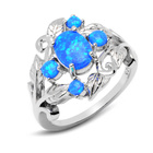 Srebrny Pierścionek Kwiat z Niebieskim Opalem