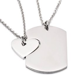 Komplet 2 Naszyjników dla Pary z Sercem