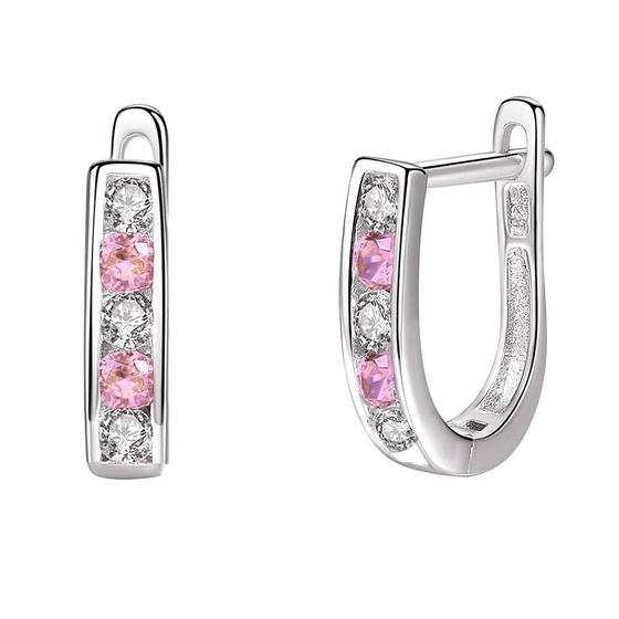 Srebrne Kolczyki z Różowymi Cyrkoniami