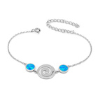 Srebrna Bransoletka z Niebieskim Opalem Koła