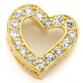 Zawieszka Srebrna Złote Serduszko z Cyrkoniami