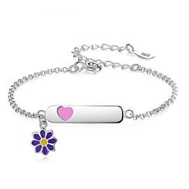 Bransoletka Srebrna z Granatowym Kwiatuszkiem