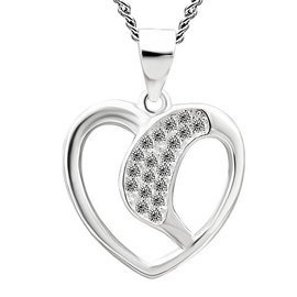 Srebrna Zawieszka Serce Wysadzane Cyrkoniami