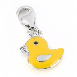 Srebrna Zawieszka Charms Żółta Kaczuszka