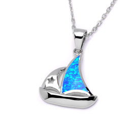 Srebrny Naszyjnik z Niebieskim Opalem Żaglówka