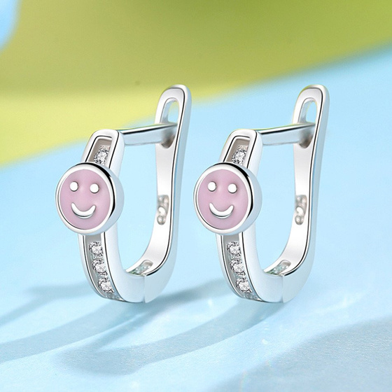 Srebrne Kolczyki Różowe Słoneczka